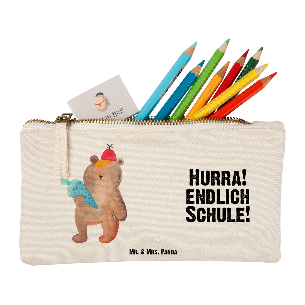 Schminktasche Bär mit Schultüte Schminktasche, Kosmetiktasche, Kosmetikbeutel, Stiftemäppchen, Etui, Federmappe, Makeup, XXL, Schminketui, Kosmetiketui, Schlamperetui, Bär, Teddy, Teddybär, Bär Motiv, Schultüte, Erster Schultag Geschenk, Einschulung Geschenk, Schule Geschenk, Grundschule, Schulanfang, Schulbeginn
