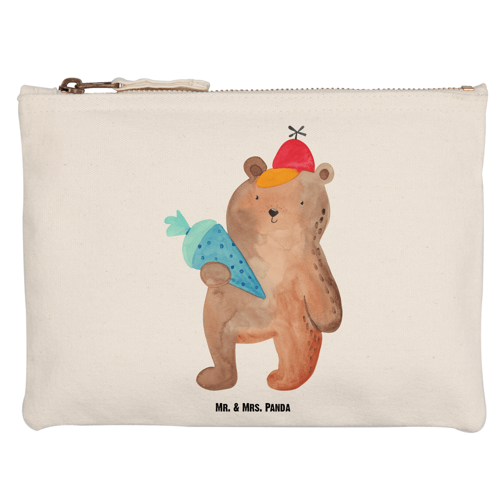 Schminktasche Bär mit Schultüte Schminktasche, Kosmetiktasche, Kosmetikbeutel, Stiftemäppchen, Etui, Federmappe, Makeup, XXL, Schminketui, Kosmetiketui, Schlamperetui, Bär, Teddy, Teddybär, Bär Motiv, Schultüte, Erster Schultag Geschenk, Einschulung Geschenk, Schule Geschenk, Grundschule, Schulanfang, Schulbeginn