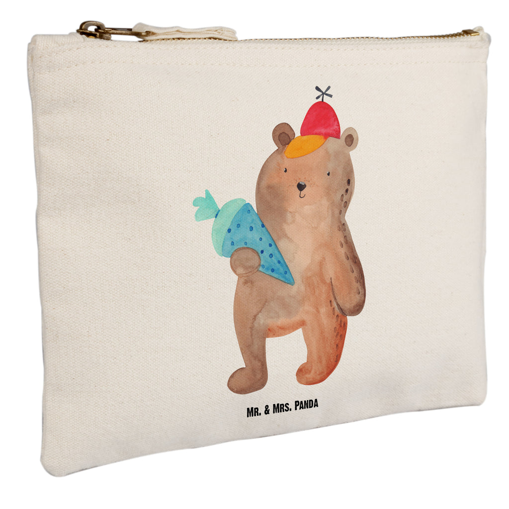 Schminktasche Bär mit Schultüte Schminktasche, Kosmetiktasche, Kosmetikbeutel, Stiftemäppchen, Etui, Federmappe, Makeup, XXL, Schminketui, Kosmetiketui, Schlamperetui, Bär, Teddy, Teddybär, Bär Motiv, Schultüte, Erster Schultag Geschenk, Einschulung Geschenk, Schule Geschenk, Grundschule, Schulanfang, Schulbeginn