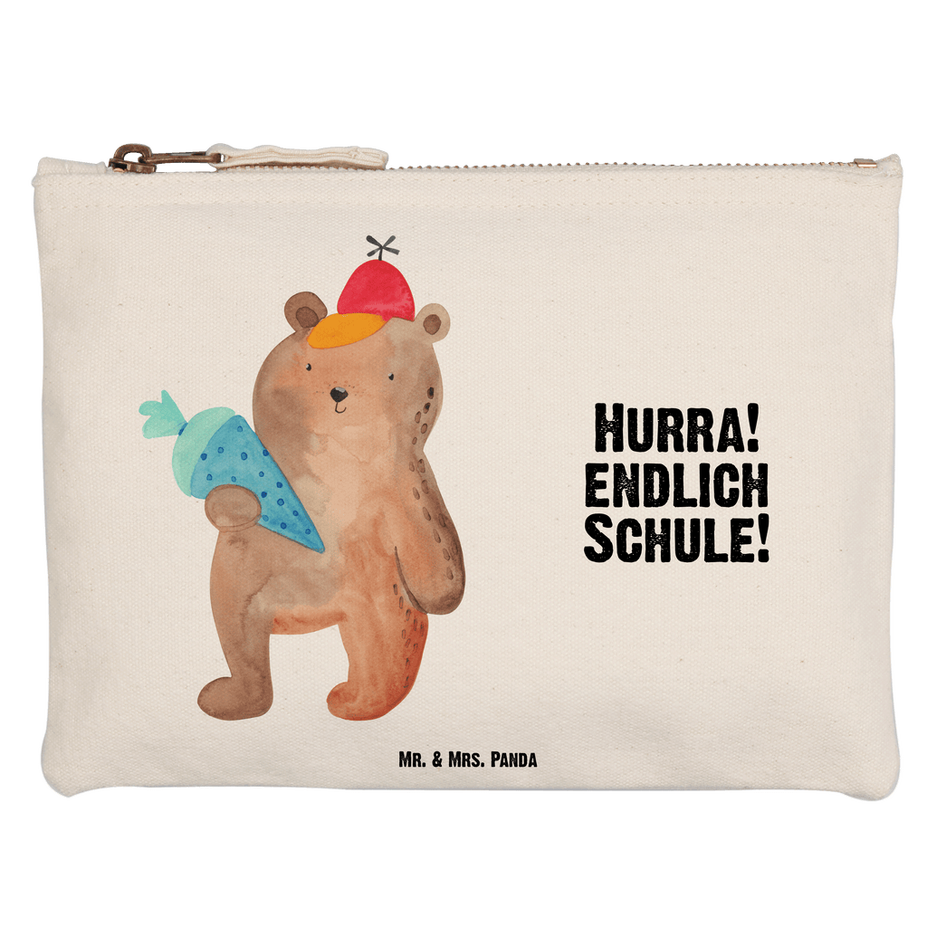 Schminktasche Bär mit Schultüte Schminktasche, Kosmetiktasche, Kosmetikbeutel, Stiftemäppchen, Etui, Federmappe, Makeup, XXL, Schminketui, Kosmetiketui, Schlamperetui, Bär, Teddy, Teddybär, Bär Motiv, Schultüte, Erster Schultag Geschenk, Einschulung Geschenk, Schule Geschenk, Grundschule, Schulanfang, Schulbeginn