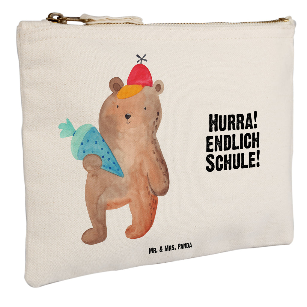 Schminktasche Bär mit Schultüte Schminktasche, Kosmetiktasche, Kosmetikbeutel, Stiftemäppchen, Etui, Federmappe, Makeup, XXL, Schminketui, Kosmetiketui, Schlamperetui, Bär, Teddy, Teddybär, Bär Motiv, Schultüte, Erster Schultag Geschenk, Einschulung Geschenk, Schule Geschenk, Grundschule, Schulanfang, Schulbeginn