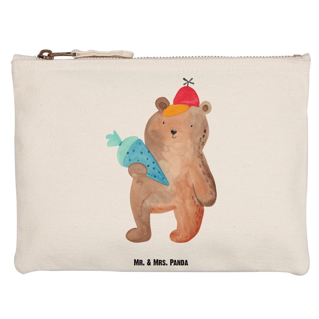Schminktasche Bär mit Schultüte Schminktasche, Kosmetiktasche, Kosmetikbeutel, Stiftemäppchen, Etui, Federmappe, Makeup, XXL, Schminketui, Kosmetiketui, Schlamperetui, Bär, Teddy, Teddybär, Bär Motiv, Schultüte, Erster Schultag Geschenk, Einschulung Geschenk, Schule Geschenk, Grundschule, Schulanfang, Schulbeginn