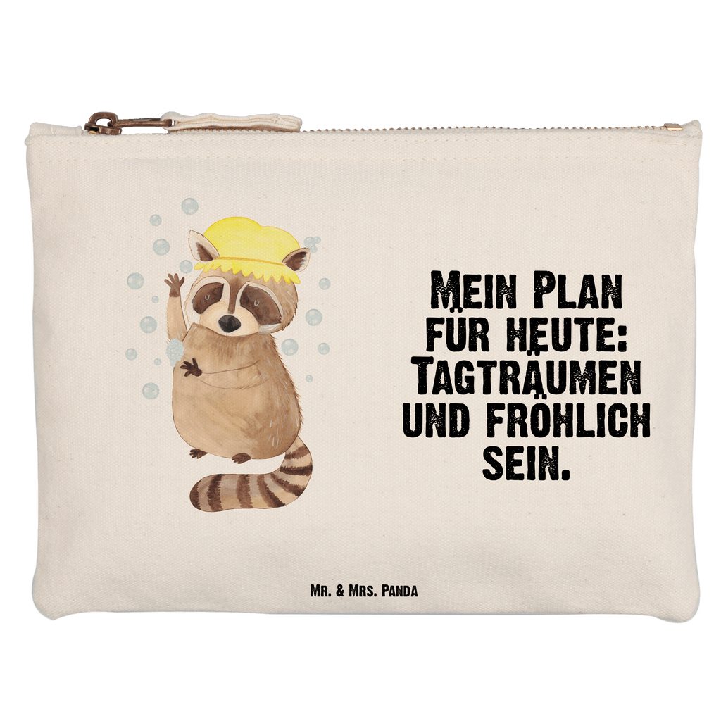 Schminktasche Waschbär Schminktasche, Kosmetiktasche, Kosmetikbeutel, Stiftemäppchen, Etui, Federmappe, Makeup, XXL, Schminketui, Kosmetiketui, Schlamperetui, Tiermotive, Gute Laune, lustige Sprüche, Tiere, Waschbär, Tagträumen, Plan, Fröhlich, waschen, Seifenblasen