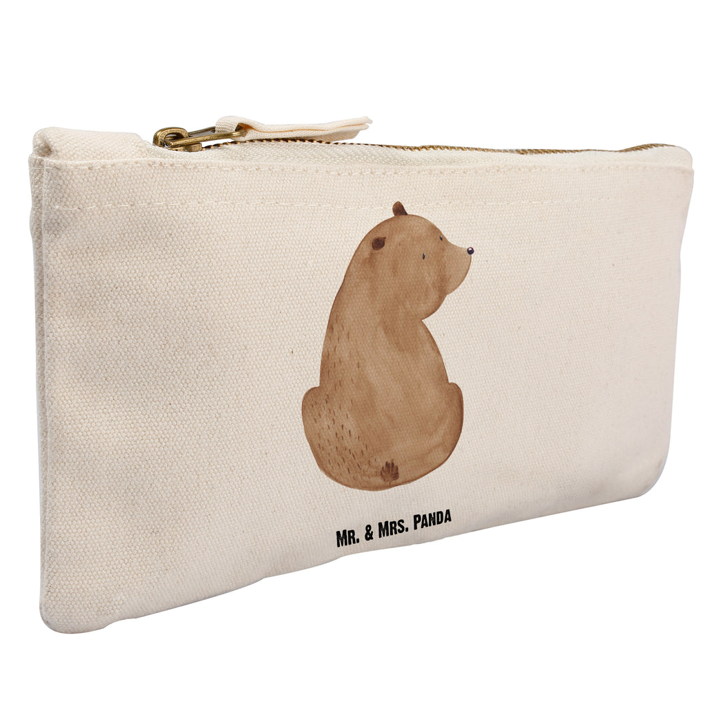 Schminktasche Bär Schulterblick Schminktasche, Kosmetiktasche, Kosmetikbeutel, Stiftemäppchen, Etui, Federmappe, Makeup, XXL, Schminketui, Kosmetiketui, Schlamperetui, Bär, Teddy, Teddybär, Selbstachtung, Weltansicht, Motivation, Bären, Bärenliebe, Weisheit