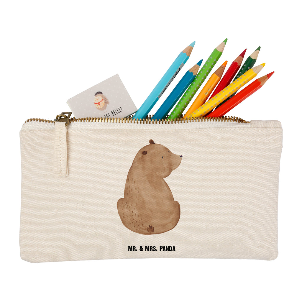 Schminktasche Bär Schulterblick Schminktasche, Kosmetiktasche, Kosmetikbeutel, Stiftemäppchen, Etui, Federmappe, Makeup, XXL, Schminketui, Kosmetiketui, Schlamperetui, Bär, Teddy, Teddybär, Selbstachtung, Weltansicht, Motivation, Bären, Bärenliebe, Weisheit