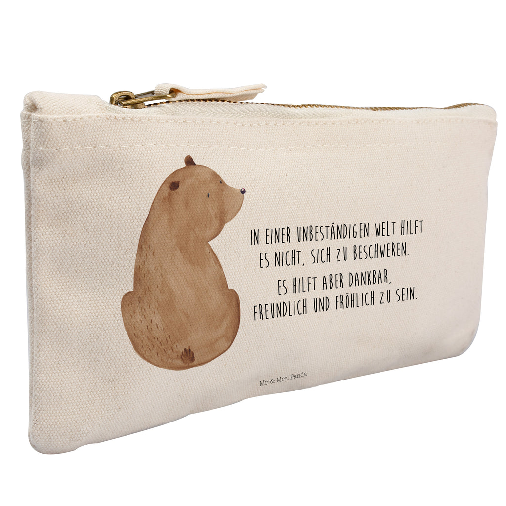 Schminktasche Bär Schulterblick Schminktasche, Kosmetiktasche, Kosmetikbeutel, Stiftemäppchen, Etui, Federmappe, Makeup, XXL, Schminketui, Kosmetiketui, Schlamperetui, Bär, Teddy, Teddybär, Selbstachtung, Weltansicht, Motivation, Bären, Bärenliebe, Weisheit