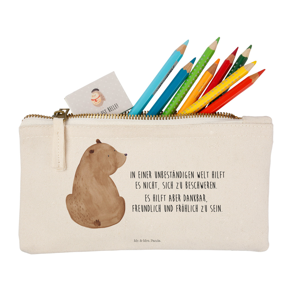 Schminktasche Bär Schulterblick Schminktasche, Kosmetiktasche, Kosmetikbeutel, Stiftemäppchen, Etui, Federmappe, Makeup, XXL, Schminketui, Kosmetiketui, Schlamperetui, Bär, Teddy, Teddybär, Selbstachtung, Weltansicht, Motivation, Bären, Bärenliebe, Weisheit