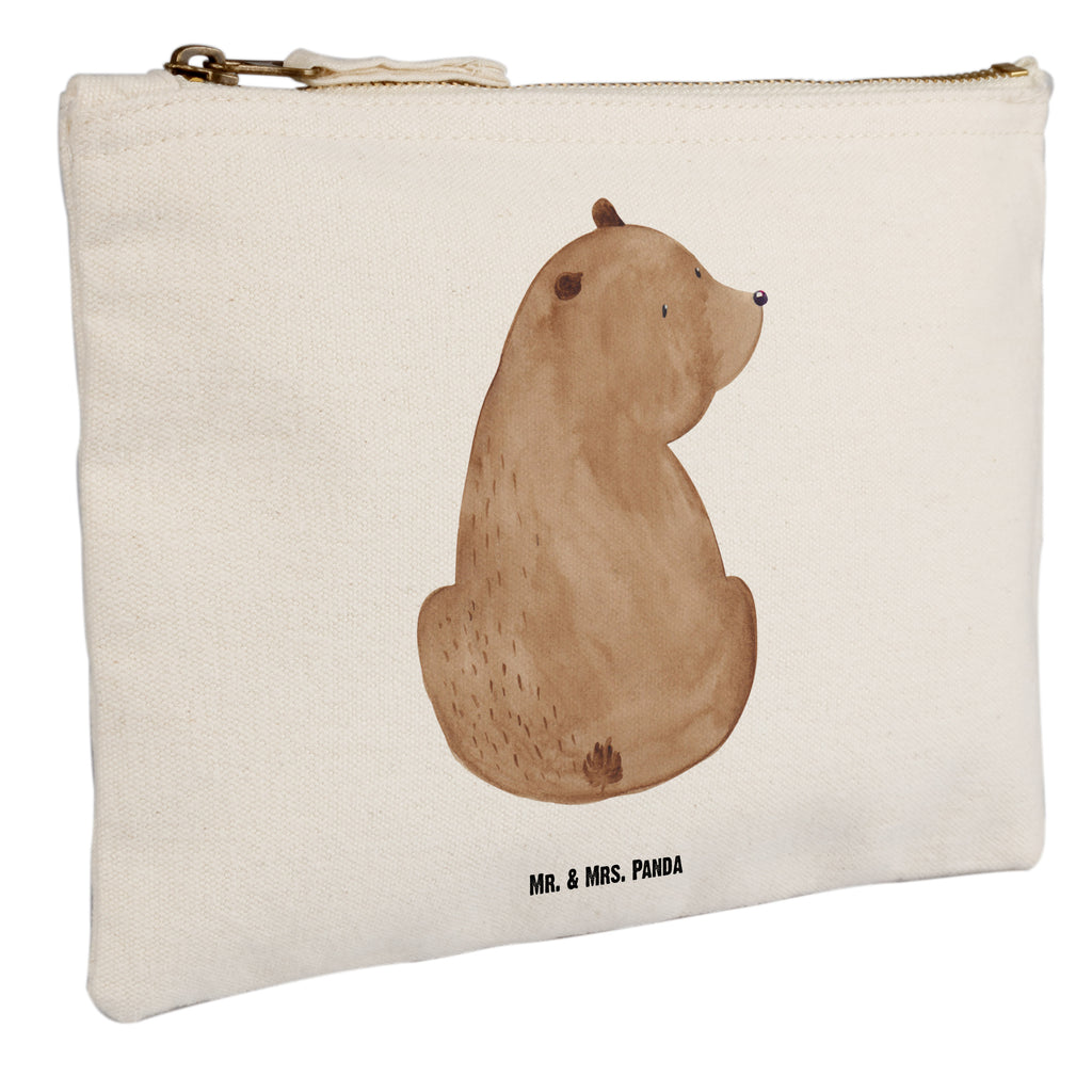 Schminktasche Bär Schulterblick Schminktasche, Kosmetiktasche, Kosmetikbeutel, Stiftemäppchen, Etui, Federmappe, Makeup, XXL, Schminketui, Kosmetiketui, Schlamperetui, Bär, Teddy, Teddybär, Selbstachtung, Weltansicht, Motivation, Bären, Bärenliebe, Weisheit