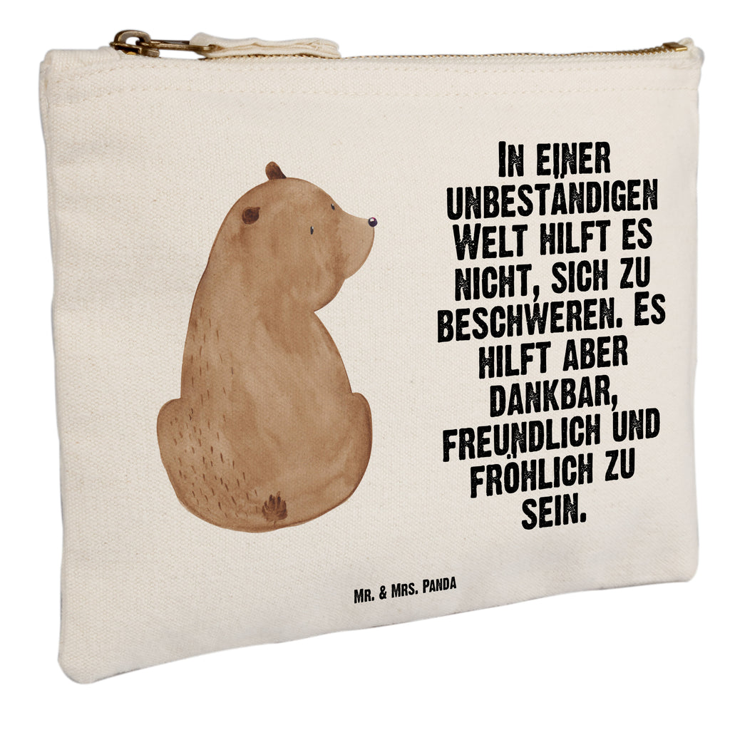 Schminktasche Bär Schulterblick Schminktasche, Kosmetiktasche, Kosmetikbeutel, Stiftemäppchen, Etui, Federmappe, Makeup, XXL, Schminketui, Kosmetiketui, Schlamperetui, Bär, Teddy, Teddybär, Selbstachtung, Weltansicht, Motivation, Bären, Bärenliebe, Weisheit