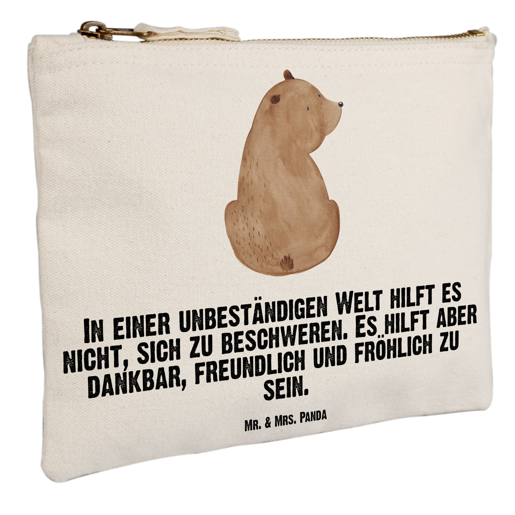Schminktasche Bär Schulterblick Schminktasche, Kosmetiktasche, Kosmetikbeutel, Stiftemäppchen, Etui, Federmappe, Makeup, XXL, Schminketui, Kosmetiketui, Schlamperetui, Bär, Teddy, Teddybär, Selbstachtung, Weltansicht, Motivation, Bären, Bärenliebe, Weisheit