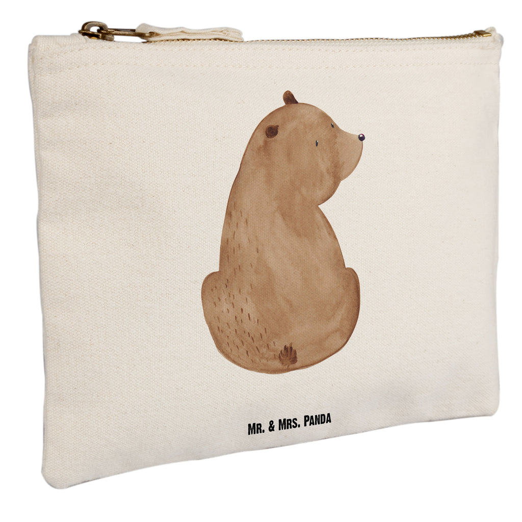 Schminktasche Bär Schulterblick Schminktasche, Kosmetiktasche, Kosmetikbeutel, Stiftemäppchen, Etui, Federmappe, Makeup, XXL, Schminketui, Kosmetiketui, Schlamperetui, Bär, Teddy, Teddybär, Selbstachtung, Weltansicht, Motivation, Bären, Bärenliebe, Weisheit