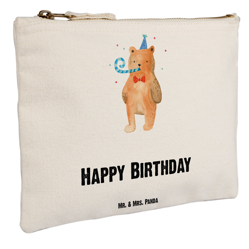 Schminktasche Birthday Bär Schminktasche, Kosmetiktasche, Kosmetikbeutel, Stiftemäppchen, Etui, Federmappe, Makeup, XXL, Schminketui, Kosmetiketui, Schlamperetui, Bär, Teddy, Teddybär, Happy Birthday, Alles Gute, Glückwunsch, Geburtstag