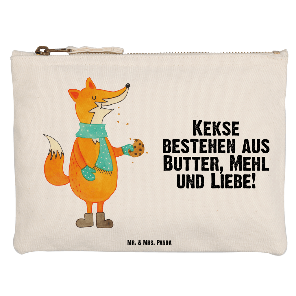 Schminktasche Fuchs Keks Schminktasche, Kosmetiktasche, Kosmetikbeutel, Stiftemäppchen, Etui, Federmappe, Makeup, XXL, Schminketui, Kosmetiketui, Schlamperetui, Fuchs, Füchse, Backen Spruch, Kekse, Winter, Weihnachtszeit, Plätzchen, Liebe, Küche Deko
