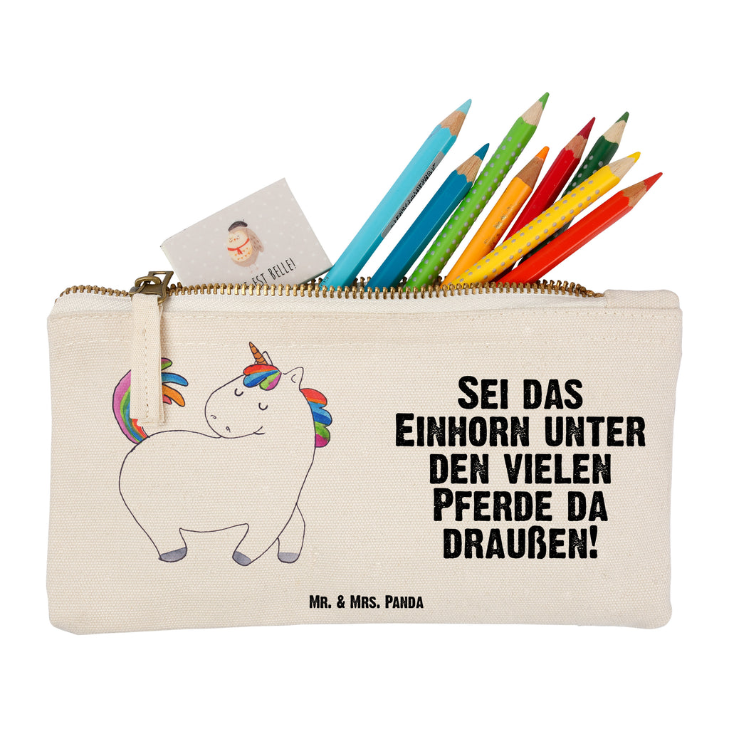 Schminktasche Einhorn stolzierend Schminktasche, Kosmetiktasche, Kosmetikbeutel, Stiftemäppchen, Etui, Federmappe, Makeup, XXL, Schminketui, Kosmetiketui, Schlamperetui, Einhorn, Einhörner, Einhorn Deko, Pegasus, Unicorn, stolz, anders, bunt, Pferd, Reiter, Reiten, Freundin, Geschenk