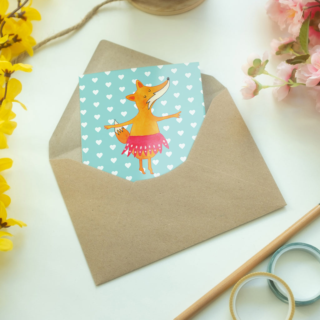 Grußkarte Fuchs Ballerina Klappkarte, Einladungskarte, Glückwunschkarte, Hochzeitskarte, Geburtstagskarte, Karte, Fuchs, Fuchs Spruch, Füchse, Füchsin, Ballerina, Ballett, Tänzerin, Tanzen, Party, Einladung, Geburtstag