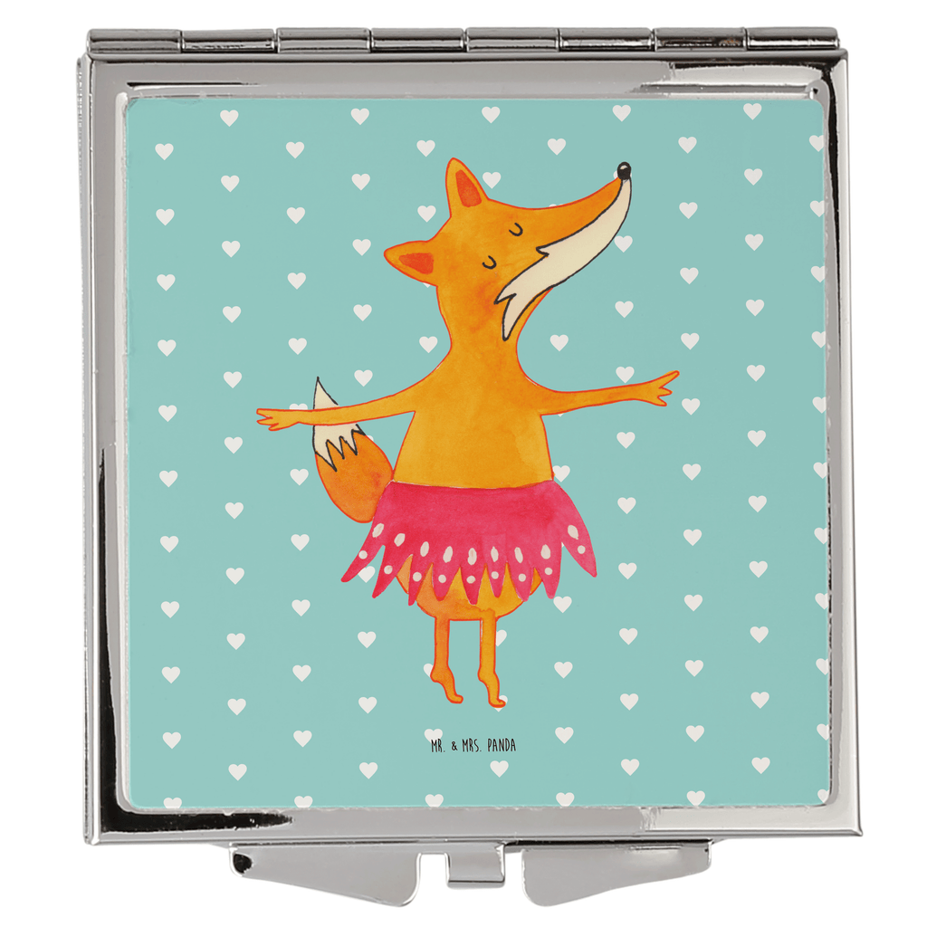 Handtaschenspiegel quadratisch Fuchs Ballerina Spiegel, Handtasche, Quadrat, silber, schminken, Schminkspiegel, Fuchs, Fuchs Spruch, Füchse, Füchsin, Ballerina, Ballett, Tänzerin, Tanzen, Party, Einladung, Geburtstag