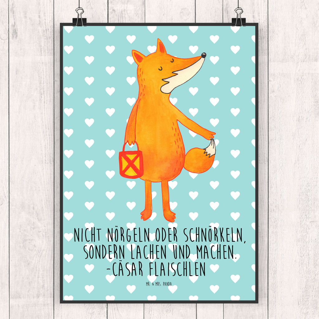Poster Fuchs Laterne Poster, Wandposter, Bild, Wanddeko, Küchenposter, Kinderposter, Wanddeko Bild, Raumdekoration, Wanddekoration, Handgemaltes Poster, Mr. & Mrs. Panda Poster, Designposter, Kunstdruck, Posterdruck, Fuchs, Füchse, Spruch trösten, Liebeskummer Spruch, Laterne, Sankt Martin, Laternenumzug, Aufmuntern, Cäsar Otto Hugo Flaischlen