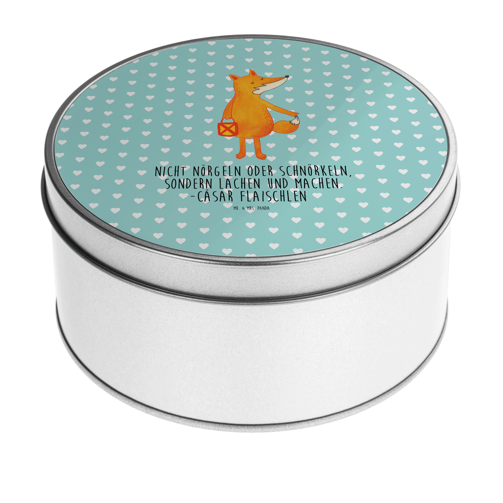 Blechdose rund Fuchs Laterne Metalldose, Keksdose, Dose, Vorratsdose, Geschenkbox, Fuchs, Füchse, Spruch trösten, Liebeskummer Spruch, Laterne, Sankt Martin, Laternenumzug, Aufmuntern, Cäsar Otto Hugo Flaischlen