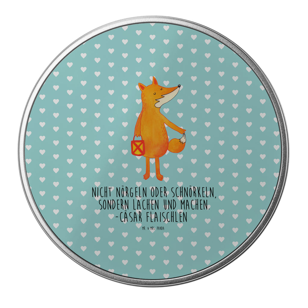 Blechdose rund Fuchs Laterne Metalldose, Keksdose, Dose, Vorratsdose, Geschenkbox, Fuchs, Füchse, Spruch trösten, Liebeskummer Spruch, Laterne, Sankt Martin, Laternenumzug, Aufmuntern, Cäsar Otto Hugo Flaischlen