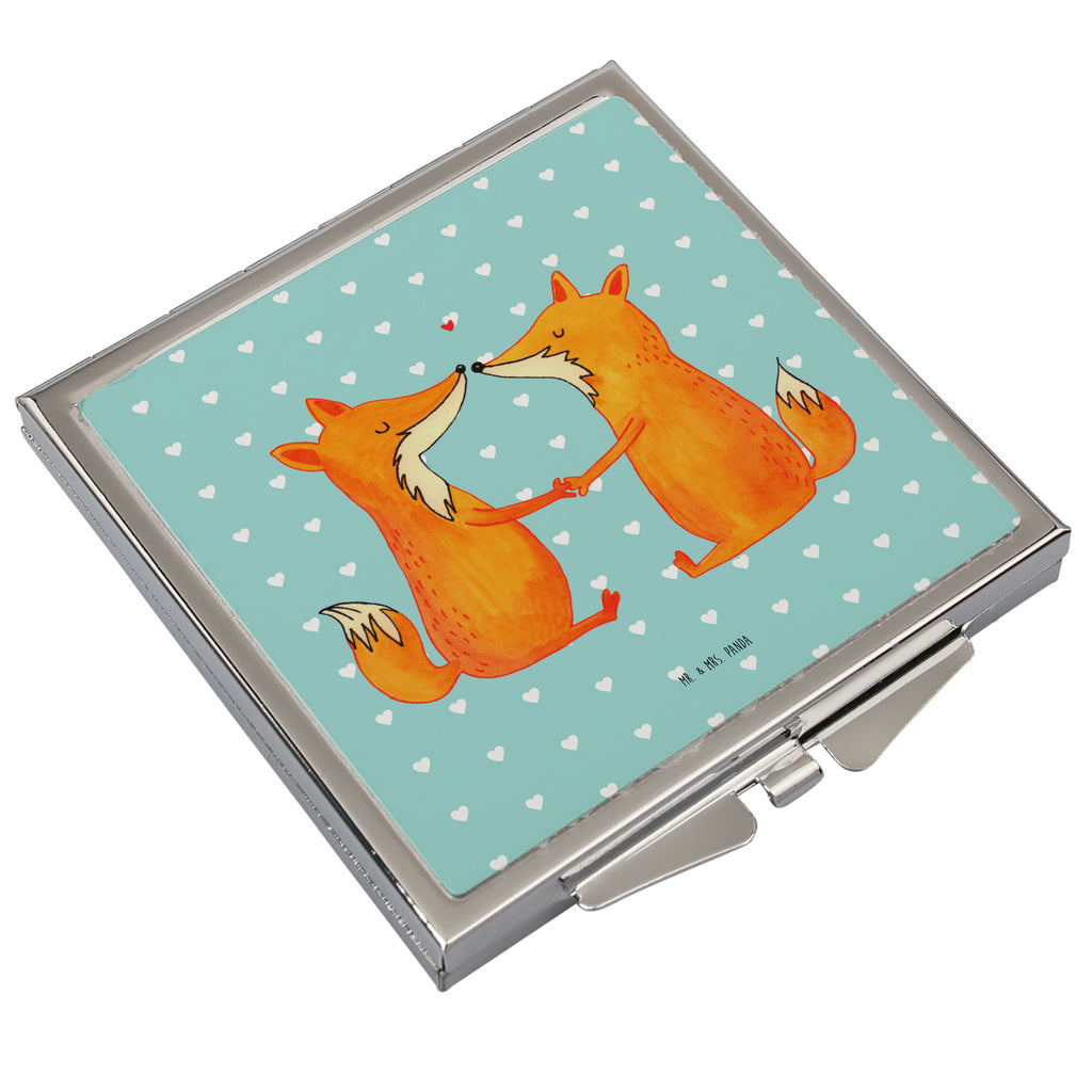 Handtaschenspiegel quadratisch Füchse Liebe Spiegel, Handtasche, Quadrat, silber, schminken, Schminkspiegel, Fuchs, Füchse, Fox, Liebe, Liebespaar, Paar, Partner, Freundin, Freund, Ehe, Verlobte, Ehemann, Ehefrau, Liebesbeweis