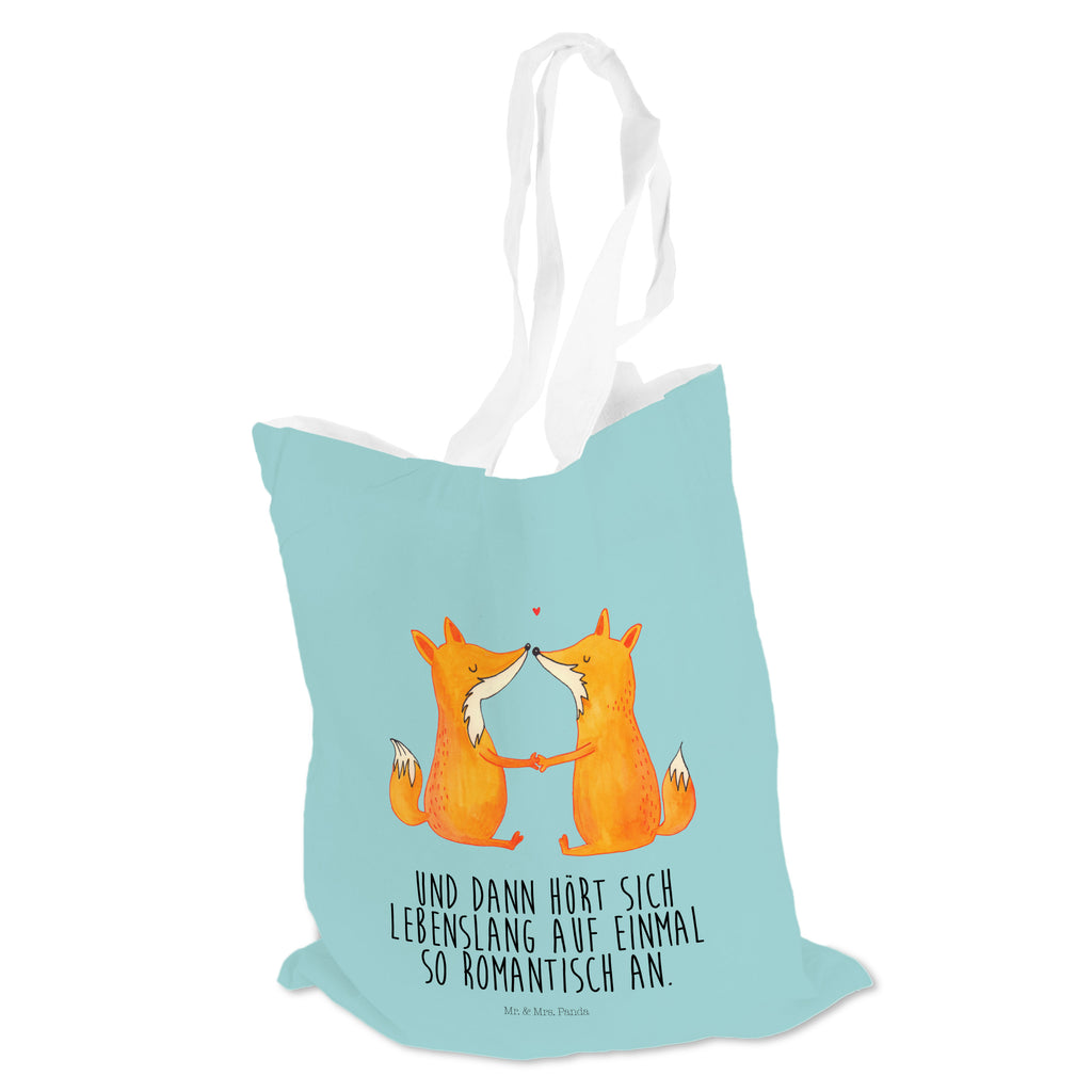 Tragetasche Füchse Liebe Beuteltasche, Beutel, Einkaufstasche, Jutebeutel, Stoffbeutel, Fuchs, Füchse, Fox, Liebe, Liebespaar, Paar, Partner, Freundin, Freund, Ehe, Verlobte, Ehemann, Ehefrau, Liebesbeweis