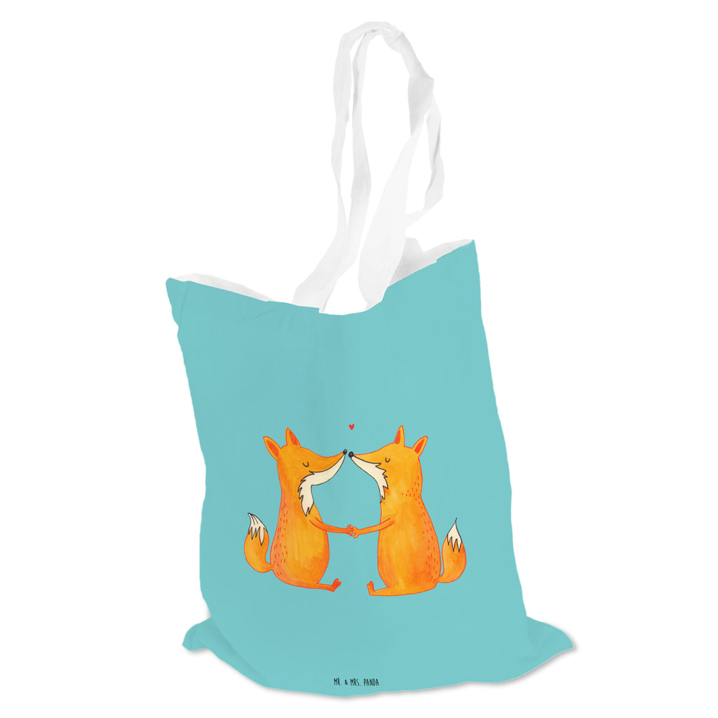 Tragetasche Füchse Liebe Beuteltasche, Beutel, Einkaufstasche, Jutebeutel, Stoffbeutel, Fuchs, Füchse, Fox, Liebe, Liebespaar, Paar, Partner, Freundin, Freund, Ehe, Verlobte, Ehemann, Ehefrau, Liebesbeweis