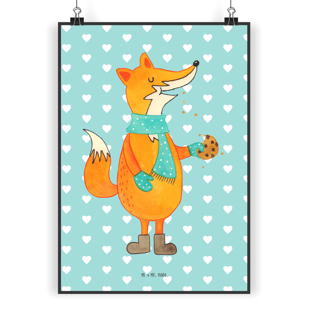 Poster Fuchs Keks Poster, Wandposter, Bild, Wanddeko, Küchenposter, Kinderposter, Wanddeko Bild, Raumdekoration, Wanddekoration, Handgemaltes Poster, Mr. & Mrs. Panda Poster, Designposter, Kunstdruck, Posterdruck, Fuchs, Füchse, Backen Spruch, Kekse, Winter, Weihnachtszeit, Plätzchen, Liebe, Küche Deko