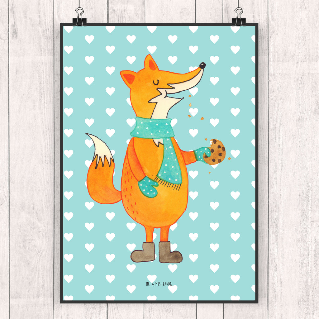 Poster Fuchs Keks Poster, Wandposter, Bild, Wanddeko, Küchenposter, Kinderposter, Wanddeko Bild, Raumdekoration, Wanddekoration, Handgemaltes Poster, Mr. & Mrs. Panda Poster, Designposter, Kunstdruck, Posterdruck, Fuchs, Füchse, Backen Spruch, Kekse, Winter, Weihnachtszeit, Plätzchen, Liebe, Küche Deko