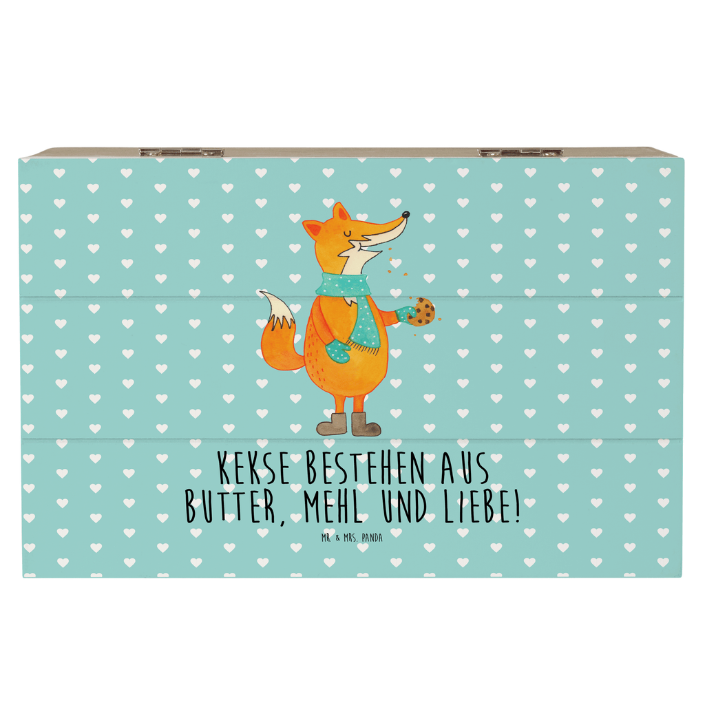 Holzkiste Fuchs Keks Holzkiste, Kiste, Schatzkiste, Truhe, Schatulle, XXL, Erinnerungsbox, Erinnerungskiste, Dekokiste, Aufbewahrungsbox, Fuchs, Füchse, Backen Spruch, Kekse, Winter, Weihnachtszeit, Plätzchen, Liebe, Küche Deko