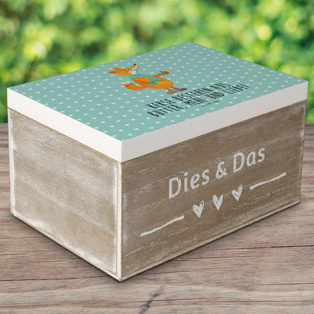 Holzkiste Fuchs Keks Holzkiste, Kiste, Schatzkiste, Truhe, Schatulle, XXL, Erinnerungsbox, Erinnerungskiste, Dekokiste, Aufbewahrungsbox, Fuchs, Füchse, Backen Spruch, Kekse, Winter, Weihnachtszeit, Plätzchen, Liebe, Küche Deko