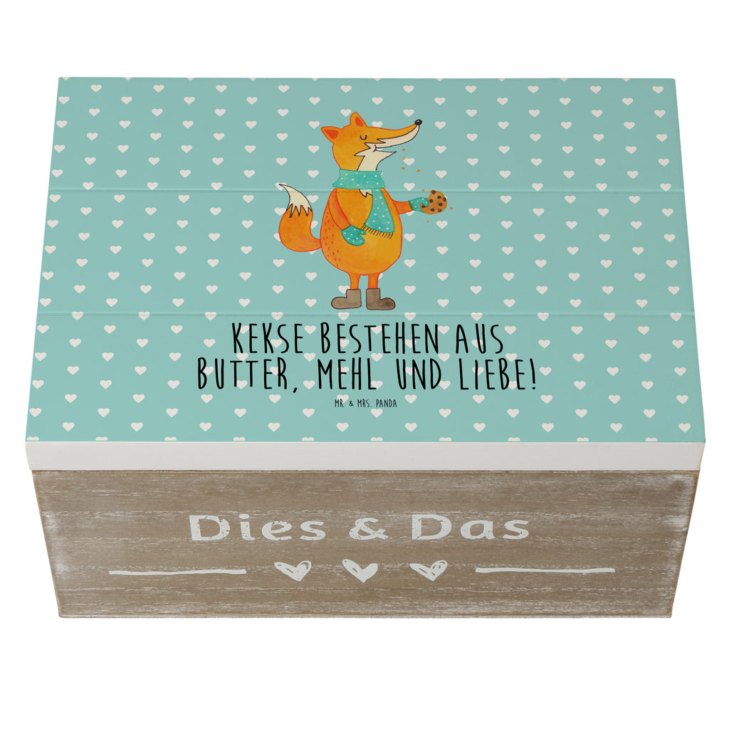 Holzkiste Fuchs Keks Holzkiste, Kiste, Schatzkiste, Truhe, Schatulle, XXL, Erinnerungsbox, Erinnerungskiste, Dekokiste, Aufbewahrungsbox, Fuchs, Füchse, Backen Spruch, Kekse, Winter, Weihnachtszeit, Plätzchen, Liebe, Küche Deko