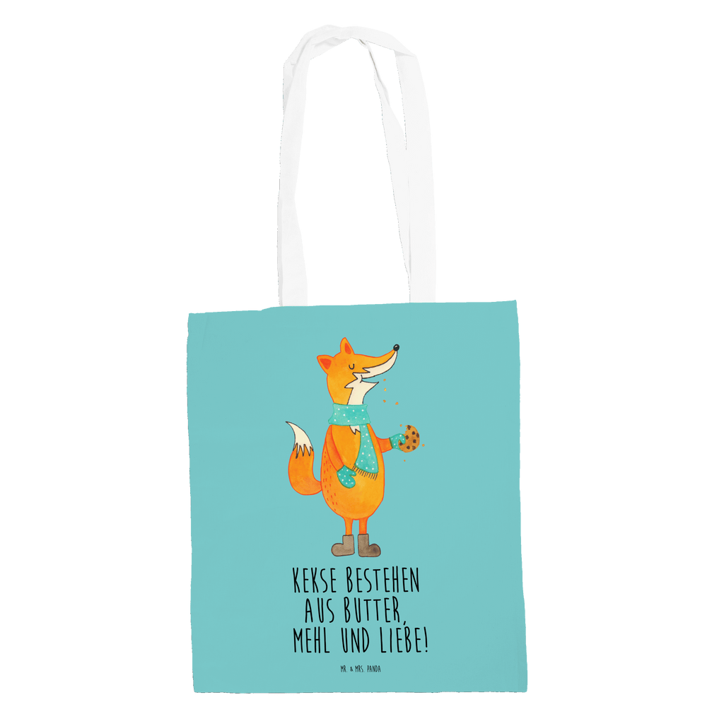 Tragetasche Fuchs Keks Beuteltasche, Beutel, Einkaufstasche, Jutebeutel, Stoffbeutel, Fuchs, Füchse, Backen Spruch, Kekse, Winter, Weihnachtszeit, Plätzchen, Liebe, Küche Deko