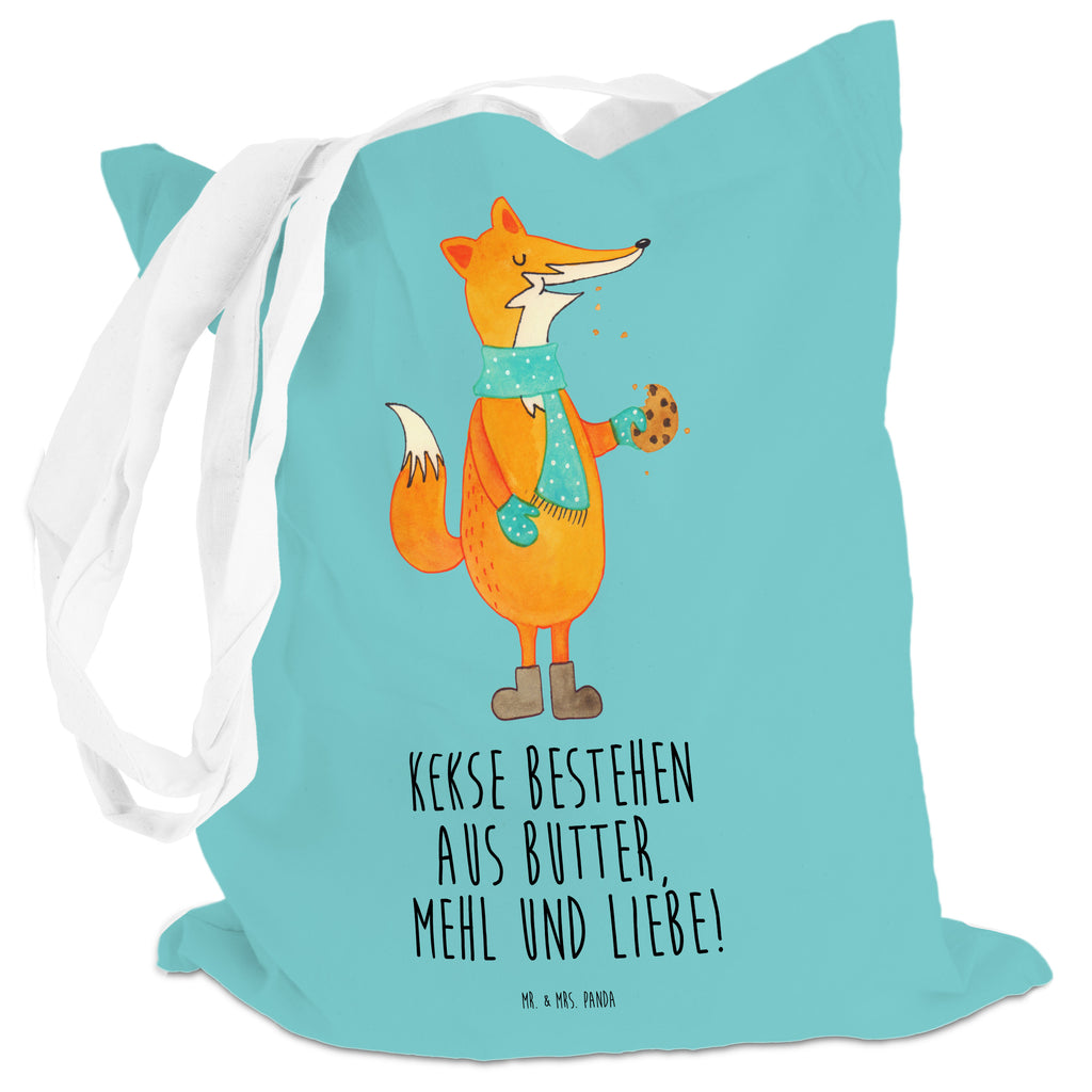 Tragetasche Fuchs Keks Beuteltasche, Beutel, Einkaufstasche, Jutebeutel, Stoffbeutel, Fuchs, Füchse, Backen Spruch, Kekse, Winter, Weihnachtszeit, Plätzchen, Liebe, Küche Deko