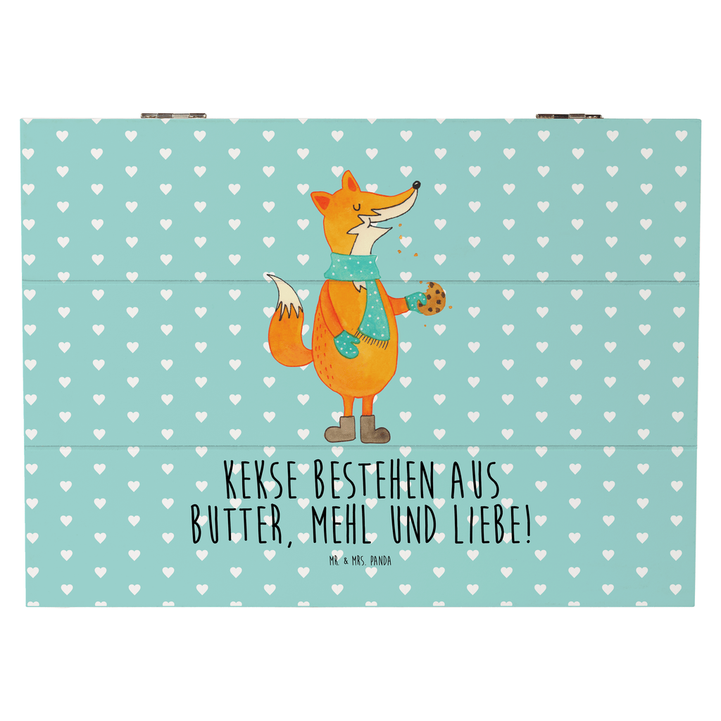 Holzkiste Fuchs Keks Holzkiste, Kiste, Schatzkiste, Truhe, Schatulle, XXL, Erinnerungsbox, Erinnerungskiste, Dekokiste, Aufbewahrungsbox, Fuchs, Füchse, Backen Spruch, Kekse, Winter, Weihnachtszeit, Plätzchen, Liebe, Küche Deko