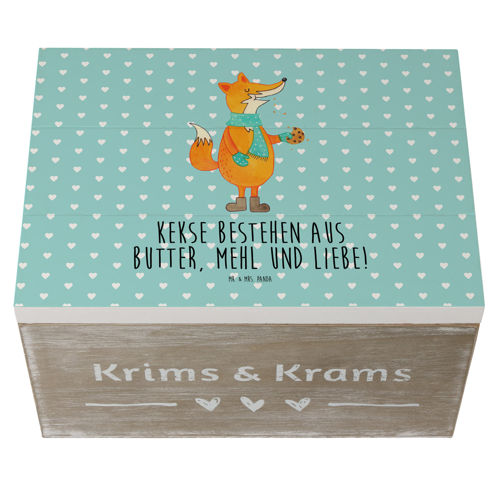 Holzkiste Fuchs Keks Holzkiste, Kiste, Schatzkiste, Truhe, Schatulle, XXL, Erinnerungsbox, Erinnerungskiste, Dekokiste, Aufbewahrungsbox, Fuchs, Füchse, Backen Spruch, Kekse, Winter, Weihnachtszeit, Plätzchen, Liebe, Küche Deko