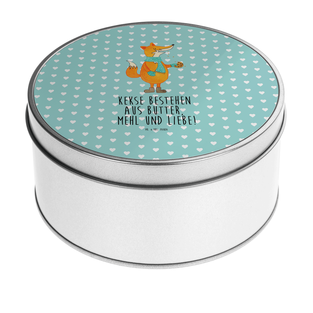 Blechdose rund Fuchs Keks Metalldose, Keksdose, Dose, Vorratsdose, Geschenkbox, Fuchs, Füchse, Backen Spruch, Kekse, Winter, Weihnachtszeit, Plätzchen, Liebe, Küche Deko