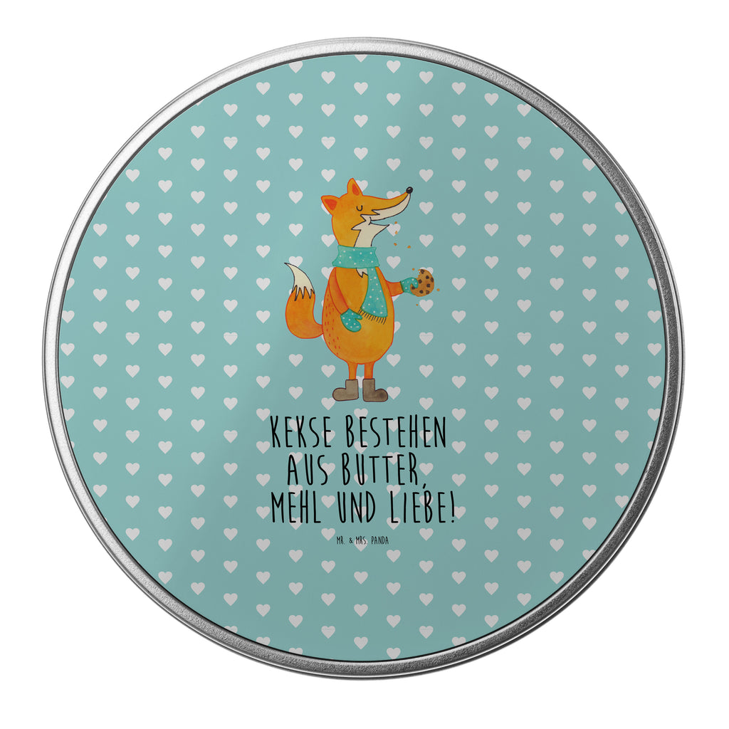 Blechdose rund Fuchs Keks Metalldose, Keksdose, Dose, Vorratsdose, Geschenkbox, Fuchs, Füchse, Backen Spruch, Kekse, Winter, Weihnachtszeit, Plätzchen, Liebe, Küche Deko