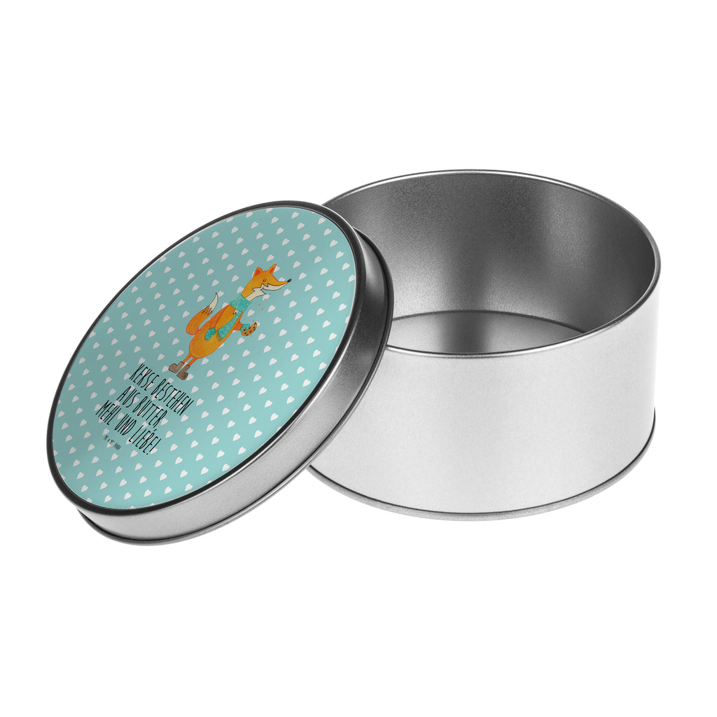 Blechdose rund Fuchs Keks Metalldose, Keksdose, Dose, Vorratsdose, Geschenkbox, Fuchs, Füchse, Backen Spruch, Kekse, Winter, Weihnachtszeit, Plätzchen, Liebe, Küche Deko