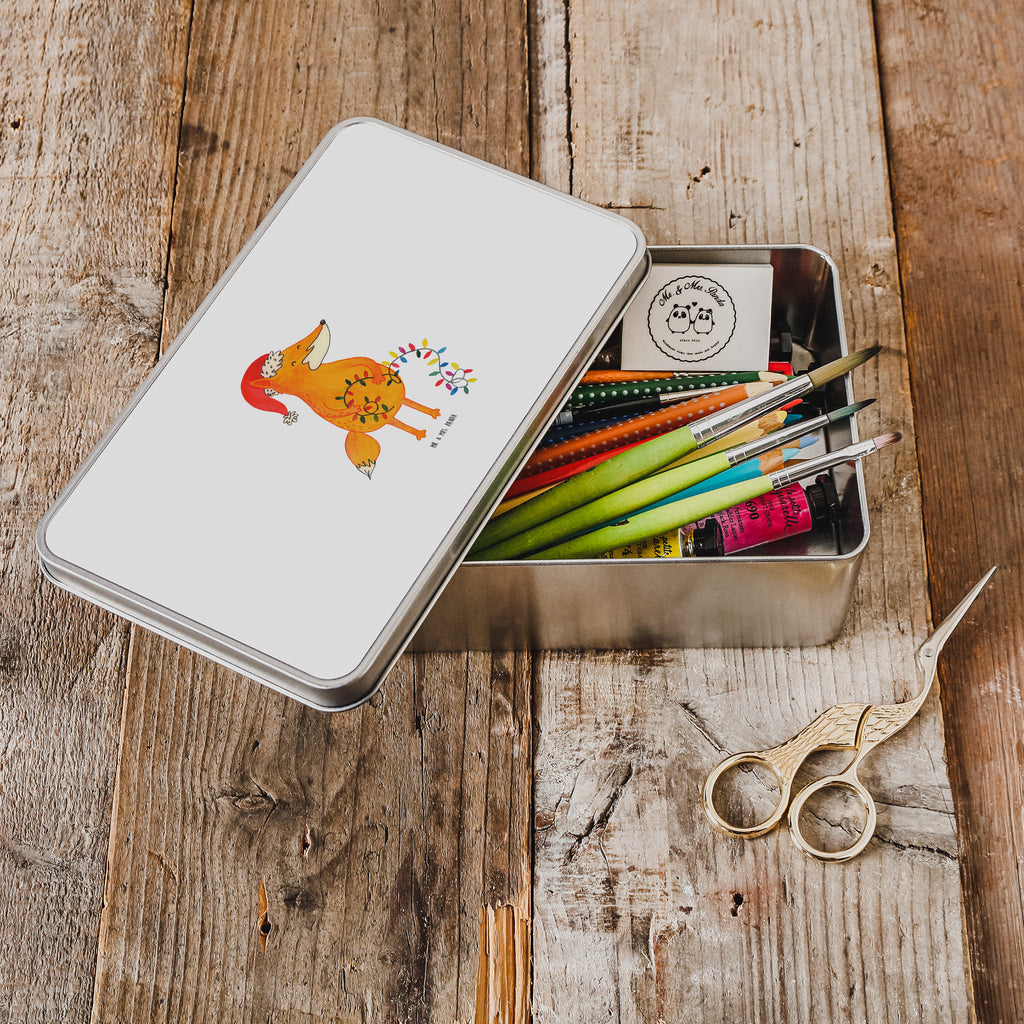 Metalldose rechteckig Fuchs Weihnachten Blechdose, Metalldose, Blechbox, Container, Keksdose, Vorratsdose, Vorratsbox, Döschen, Versperbox, Vesperdose, Aufbewahrungsdose, Aufbewahrungsbox, Aluminiumdose, Dose, Winter, Weihnachten, Weihnachtsdeko, Nikolaus, Advent, Heiligabend, Wintermotiv, Fuchs, Füchse, Spruch schön, Geschenk Weihnachten, Weihnachtsmann, Weihnachtszeit