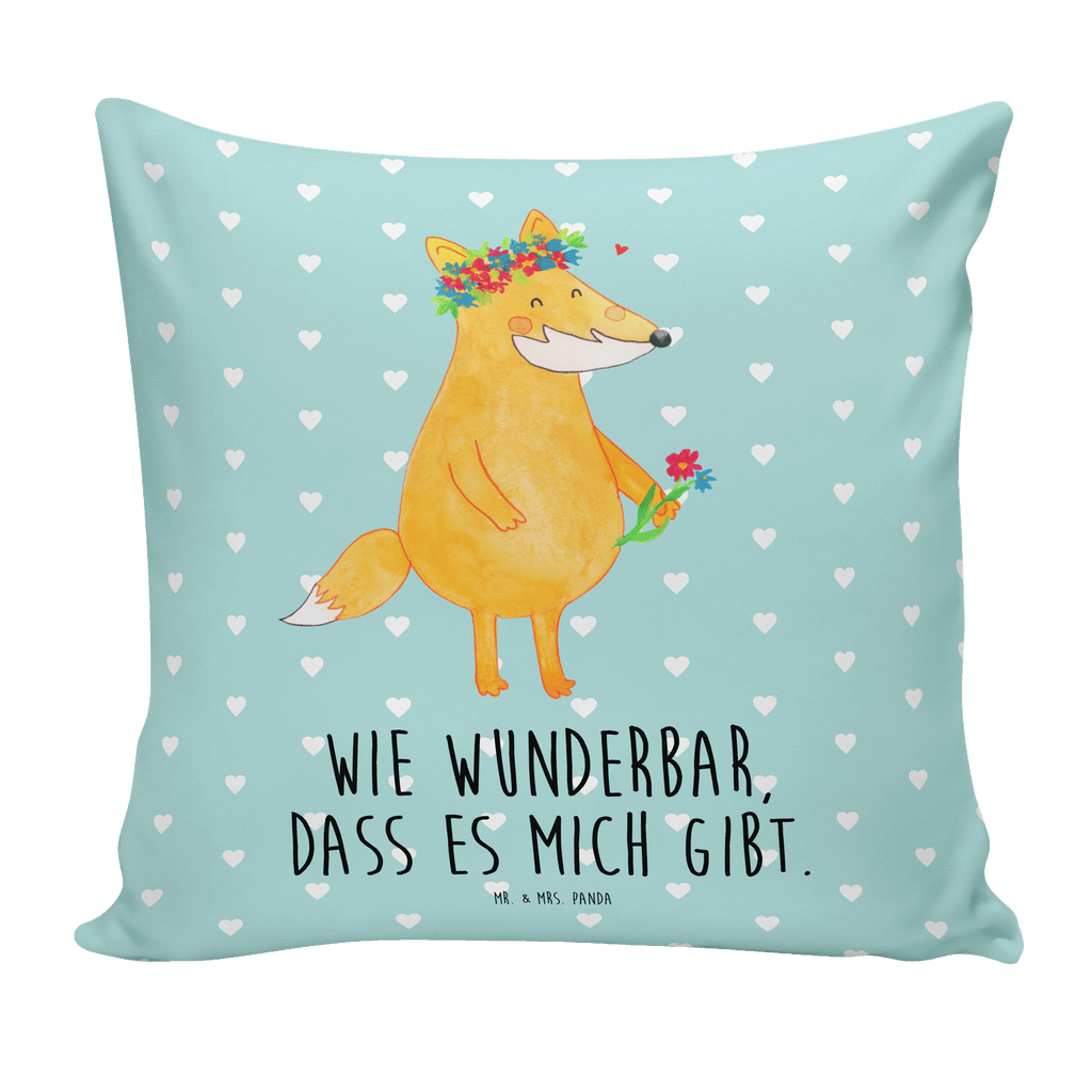 40x40 Kissen Fuchs Blumenliebe Kissenhülle, Kopfkissen, Sofakissen, Dekokissen, Motivkissen, Fuchs, Füchse, Fox, Liebe, Freundin, Fuchsmädchen, Blumenmädchen, Freundinnen, Liebesbeweis, Blume, Blumen, Motivation, Freude, ich, mich, Selbstliebe