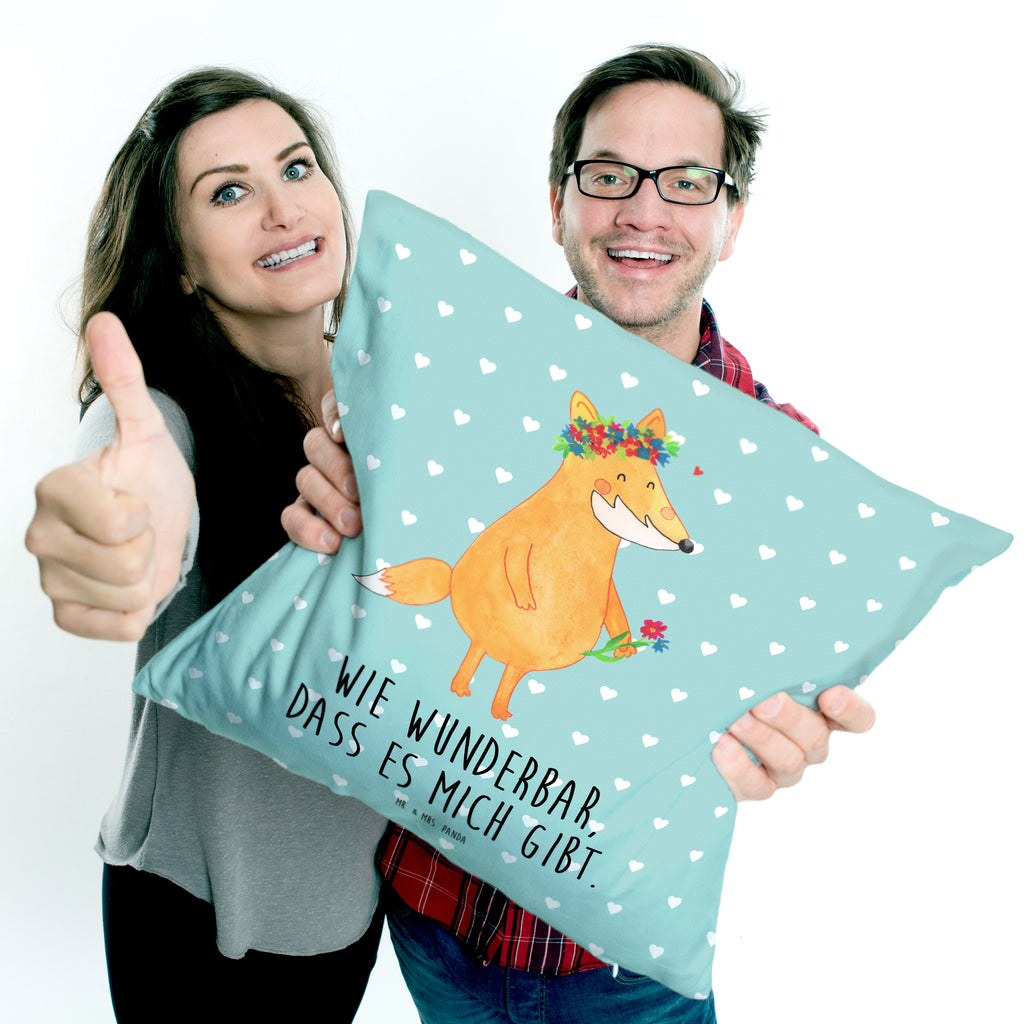 40x40 Kissen Fuchs Blumenliebe Kissenhülle, Kopfkissen, Sofakissen, Dekokissen, Motivkissen, Fuchs, Füchse, Fox, Liebe, Freundin, Fuchsmädchen, Blumenmädchen, Freundinnen, Liebesbeweis, Blume, Blumen, Motivation, Freude, ich, mich, Selbstliebe