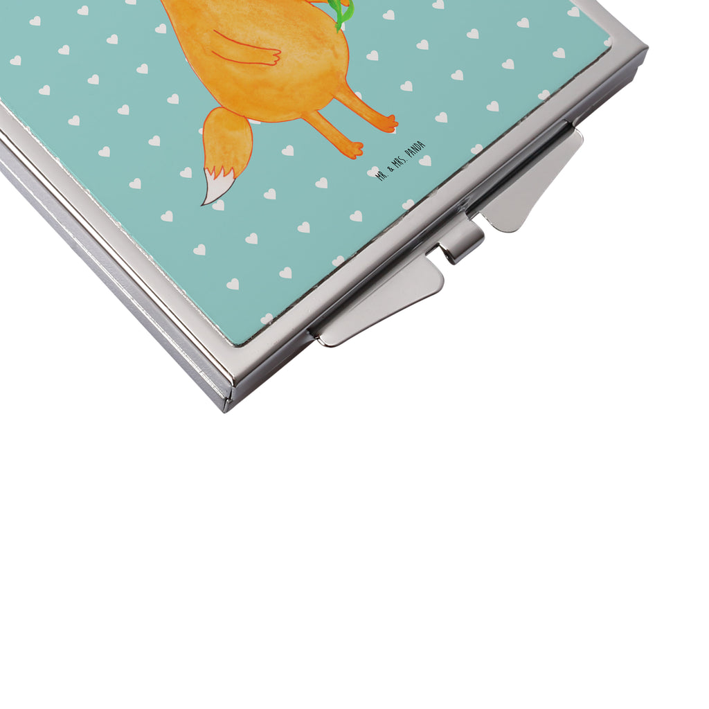 Handtaschenspiegel quadratisch Fuchs Blumenliebe Spiegel, Handtasche, Quadrat, silber, schminken, Schminkspiegel, Fuchs, Füchse, Fox, Liebe, Freundin, Fuchsmädchen, Blumenmädchen, Freundinnen, Liebesbeweis, Blume, Blumen, Motivation, Freude, ich, mich, Selbstliebe