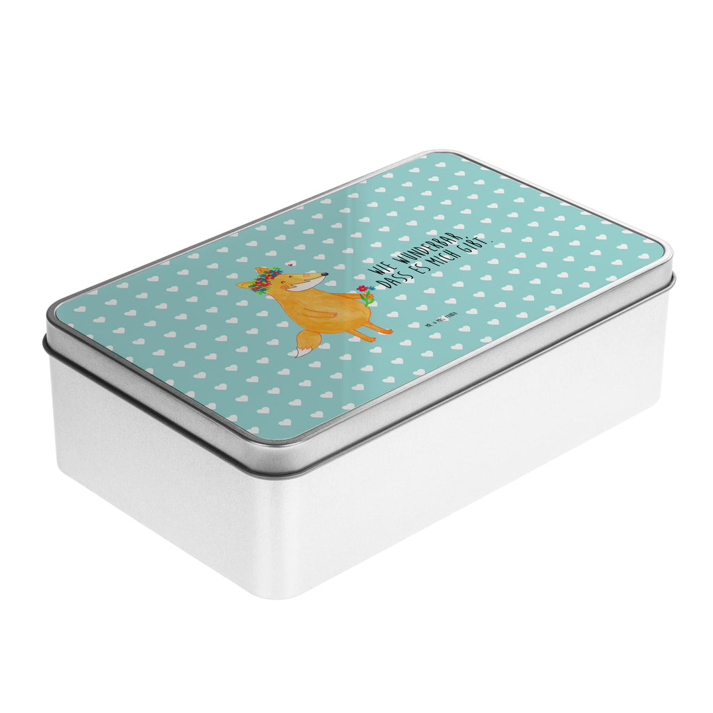 Metalldose rechteckig Fuchs Blumenliebe Blechdose, Metalldose, Blechbox, Container, Keksdose, Vorratsdose, Vorratsbox, Döschen, Versperbox, Vesperdose, Aufbewahrungsdose, Aufbewahrungsbox, Aluminiumdose, Dose, Fuchs, Füchse, Fox, Liebe, Freundin, Fuchsmädchen, Blumenmädchen, Freundinnen, Liebesbeweis, Blume, Blumen, Motivation, Freude, ich, mich, Selbstliebe