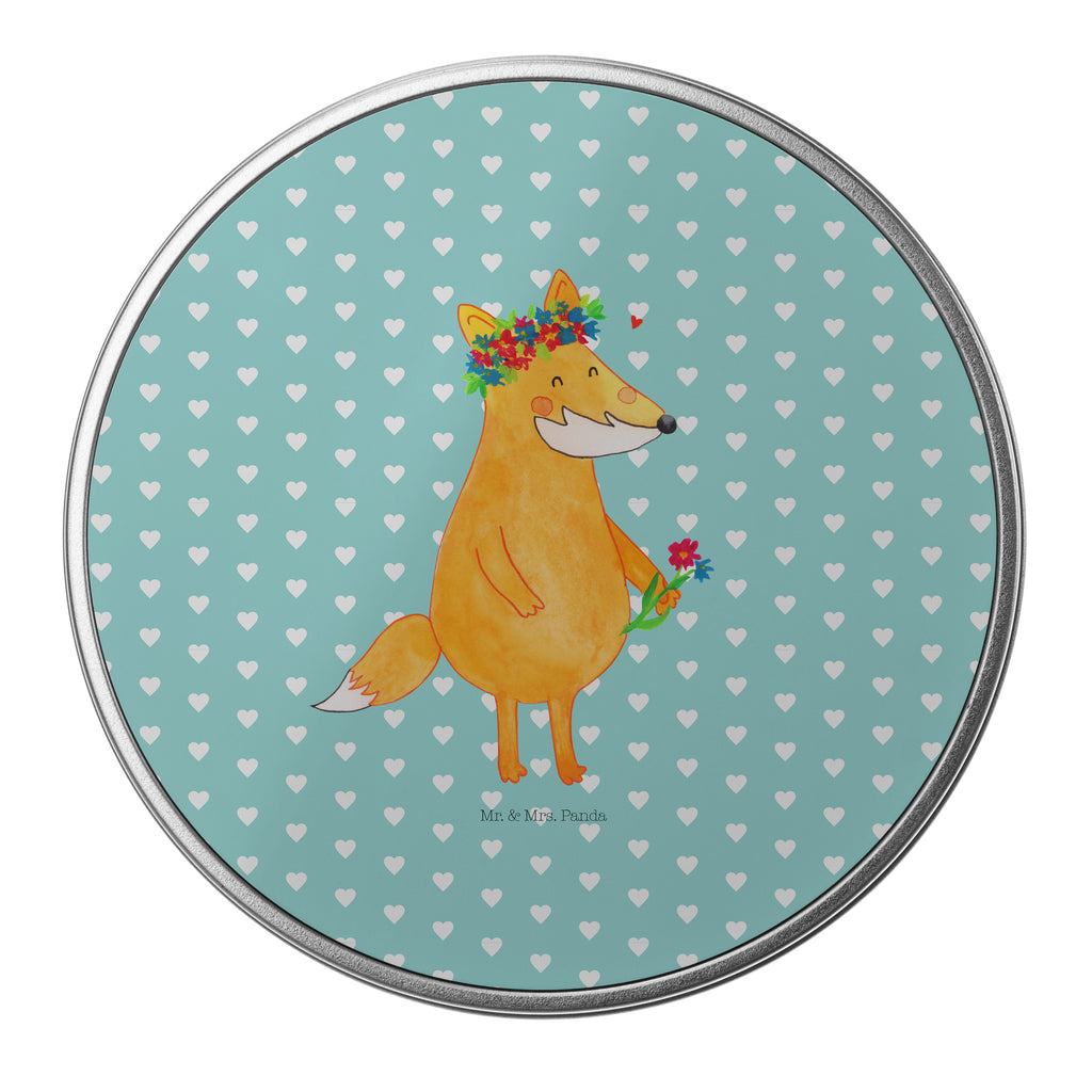 Blechdose rund Fuchs Blumenliebe Metalldose, Keksdose, Dose, Vorratsdose, Geschenkbox, Fuchs, Füchse, Fox, Liebe, Freundin, Fuchsmädchen, Blumenmädchen, Freundinnen, Liebesbeweis, Blume, Blumen, Motivation, Freude, ich, mich, Selbstliebe