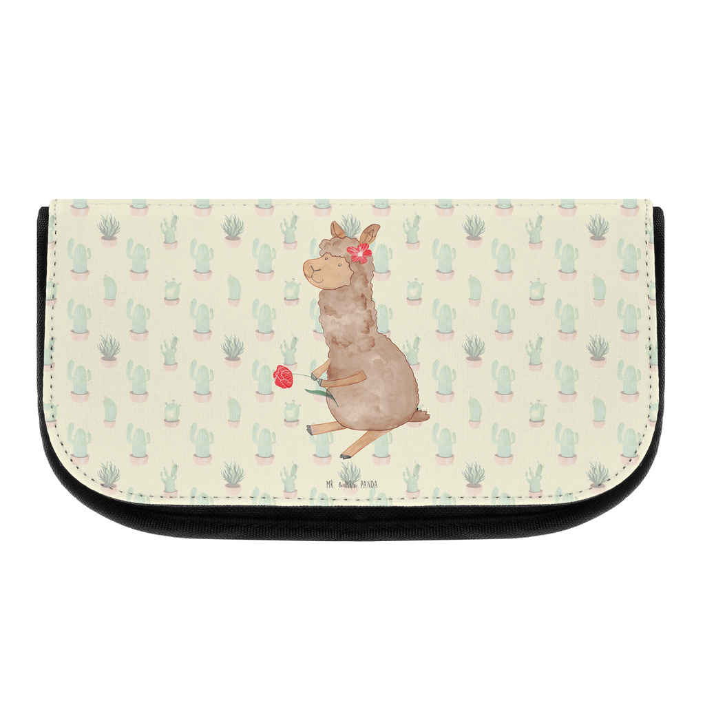 Kosmetiktasche Alpaka Blume Kosmetikbeutel, Kulturtasche, Kulturbeutel, Schminktasche, Make-Up Tasche, Alpaka, Lama, Blume, Lamas, Alpaka Zitat, Alpaka Spruch, Alpaka Dekor, Alpaka Geschenk, Alpaka Dekoration, Alpaka Witz, Motiv Alpaka
