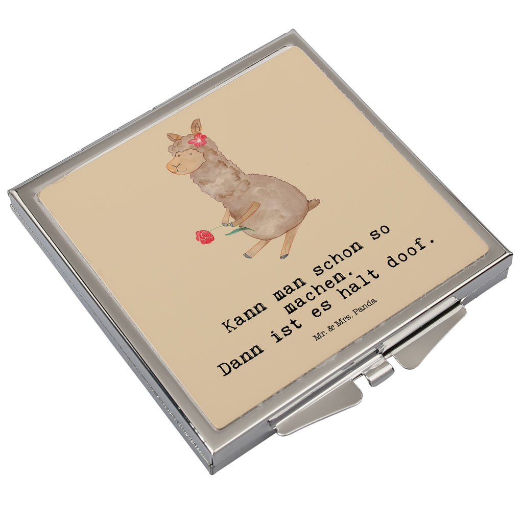 Handtaschenspiegel quadratisch Alpaka Blume Spiegel, Handtasche, Quadrat, silber, schminken, Schminkspiegel, Alpaka, Lama, Blume, Lamas, Alpaka Zitat, Alpaka Spruch, Alpaka Dekor, Alpaka Geschenk, Alpaka Dekoration, Alpaka Witz, Motiv Alpaka