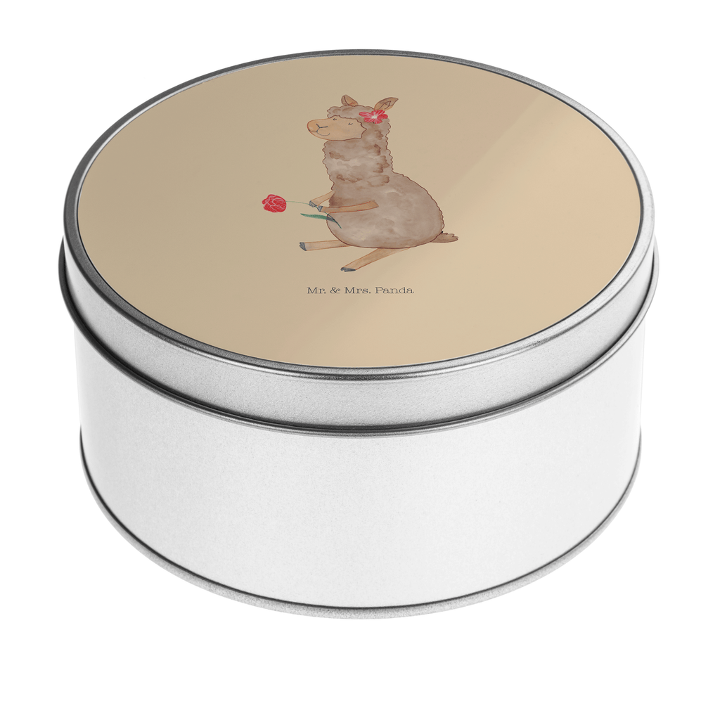 Blechdose rund Alpaka Blume Metalldose, Keksdose, Dose, Vorratsdose, Geschenkbox, Alpaka, Lama, Blume, Lamas, Alpaka Zitat, Alpaka Spruch, Alpaka Dekor, Alpaka Geschenk, Alpaka Dekoration, Alpaka Witz, Motiv Alpaka