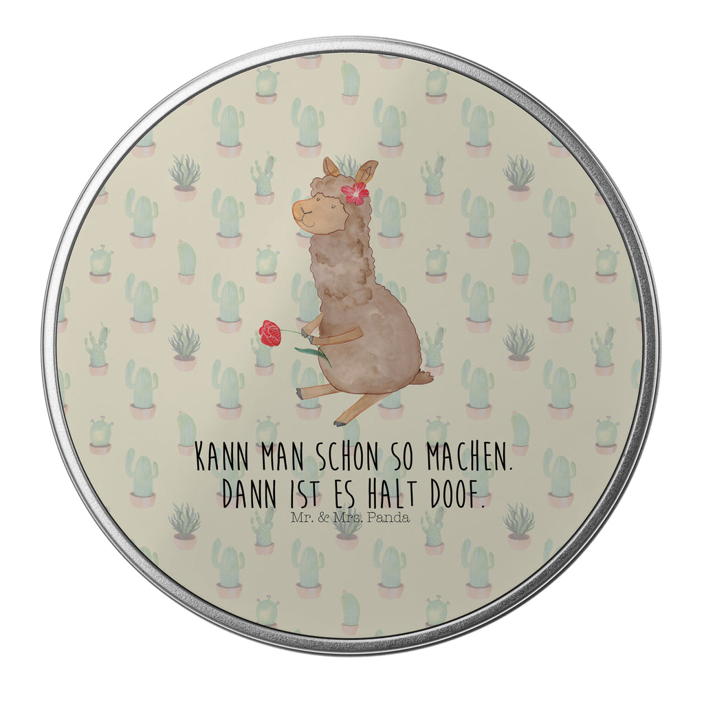 Blechdose rund Alpaka Blume Metalldose, Keksdose, Dose, Vorratsdose, Geschenkbox, Alpaka, Lama, Blume, Lamas, Alpaka Zitat, Alpaka Spruch, Alpaka Dekor, Alpaka Geschenk, Alpaka Dekoration, Alpaka Witz, Motiv Alpaka