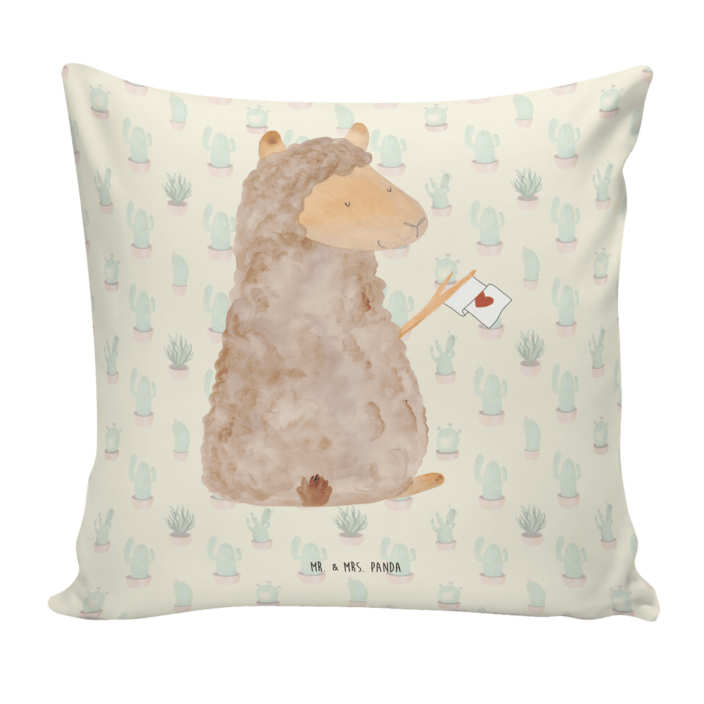 40x40 Kissen Alpaka Fahne Kissenhülle, Kopfkissen, Sofakissen, Dekokissen, Motivkissen, Alpaka, Lama, Alpakas, Lamas, Liebe