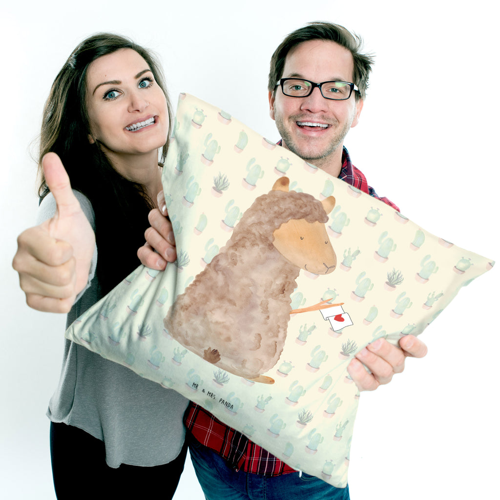 40x40 Kissen Alpaka Fahne Kissenhülle, Kopfkissen, Sofakissen, Dekokissen, Motivkissen, Alpaka, Lama, Alpakas, Lamas, Liebe